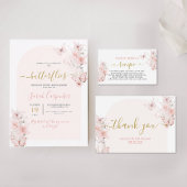 Vlinders Bloem Bruiloftsborrel Bedankkaart