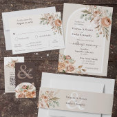 Licht Aarde Tone Bloemen Rustiek Boho Huwelijk Kaart