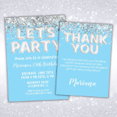 Lichtblauw Zilveren Verjaardagsfeest Kartonnen Onderzetters