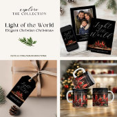 Elegant licht van de wereld Bijbel vers Kerstmis Cadeaulabel