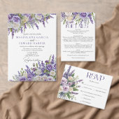 Elegant Purple Lavender Roses Wedding QR Code RSVP Kaartje (Personaliseer de collectie van deze zelfstandige maker.)