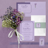 Lila en lavendel script bruiloft plaatskaartje