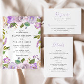 Lila Waterverf Bloemenbruiloft Save the Date Magnetische Uitnodiging