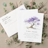 Minimale Lila Waterverf Jacaranda Tree Wedding Kaart (Personaliseer deze collectie van deze onafhankelijke maker. Test)