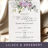 Lila Greenery Script Wedding RSVP Reply Kaart