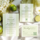 Olive Green Stripe Wedding Invitation Kaart
