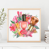 Modern roze Waterverf Makeup Artist Girly Chic Sleutelhanger