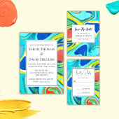 Moderne Vloeibare Grunge Levendige Bruiloft Bedankkaart