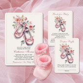  Roze Ballerina Schoenen Meisje Baby shower All In One Uitnodiging