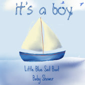 Little Blue Sailboat Boys Baby shower Sparkling Wijnetiket