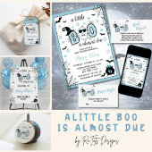 LITTLE BOO BLUE HALLOWEEN BABY SHOWER DANK U VIERKANTE STICKER