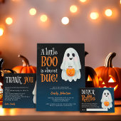 Little boo spookpompoen Halloween baby shower Bedankkaart