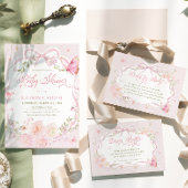 Pink Butterfly Floral Place Card Plaatskaartje