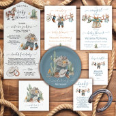 Kleine Cowboy Westerne Waterverf Baby shower Alles All In One Uitnodiging