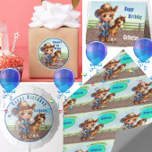 Westerne partij kleine cowgirl met paard douane servet