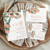 Kleine Cutie Citrus Sinaasappels Groene Blad Baby  Bedankkaart