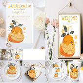 Weinig schattig oranje Baby shower Bedankzakje