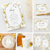 Little Honey Bee Yellow Floral Baby shower Kaart