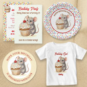 Cute Mouse and Cupcake Personalized Birthday Vlaggetjes