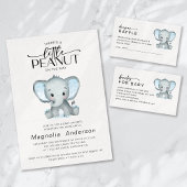 Kleine pinda Blue Elephant Baby shower Kaart