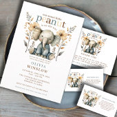 Little Peanut Blue Baby Elephant Baby shower Kaart