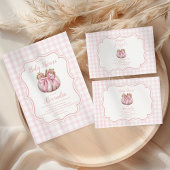 Roze Pumpkin Bow Girl Baby shower Raffle Diapper Informatiekaartje