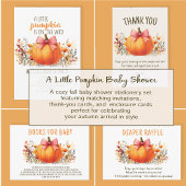 Kleine Pompoen Herfst Bloemen Meisje Luier Raffle Informatiekaartje