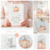 Pompoen Blue Bow Baby shower Luier Raffle Informatiekaartje