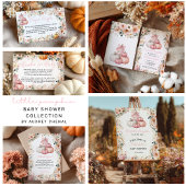 Roze Kleine Pompoen Herfst Bloemen Boeken voor Bab Informatiekaartje