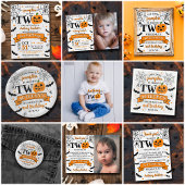 Kleine pompoen die twee Halloween 2e verjaardag dr Bedankkaart