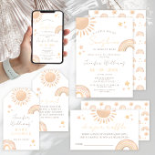 Boho Sun en Rainbow Sunshine Baby shower Kaart