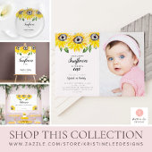 Zonnebloem Waterverf Floral Script Elegant Geel Etiket