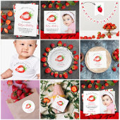 Zoete Kleine Aardbei 1e Verjaardag Kaart