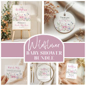 Wildflower Floral Bow Baby Shower Diaper Raffle Informatiekaartje