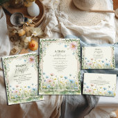 Een klein Baby shower van een meisje met wilde blo Papieren Bordje