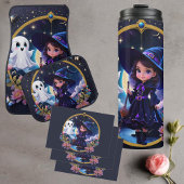 Kleine heks met grote, sprankelende ogen. etiket