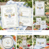 Gingham Lokale Baby Shower Bedankt Jongen