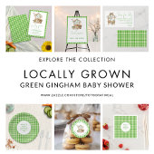 Green Gingham Market Luier Raffle Baby shower Informatiekaartje