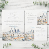 Minimal Los Angeles, Californië Waterverf bruiloft Kaart (Personaliseer de collectie van deze zelfstandige maker.)