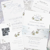 Tortelduifjes "M" Monogram Folie Huwelijksuitnodig Folie Uitnodiging