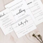 Liefde Hart Modern Zwart-wit Bruiloft RSVP Kaart