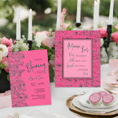 Roze en zwart bloemenvrijgezellenfeest Mimosa Bar Poster