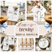 Love is Brewing Blue Bow Coffee Bridal Shower Ronde Sticker