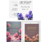 Liefde is in Bloei RSVP Roze Rozen Trouwdag Kaartje