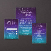 Paarse Sterrennacht Celestial Weddenschap Etiket (Personaliseer de collectie van deze zelfstandige maker.)