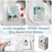 Lovely Pinguins Illustration Baby shower Button