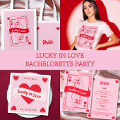 Lucky In Liefde Vet Roze & Rood Bachelorette Reclamebord Met Voetstuk