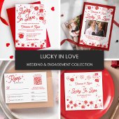 Rode Lucky In Love Dobbelstenen & Kaarten Bruiloft Spandoek