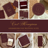 Burgundy Wedding Welcome Letter & Itinerary Card Kaart