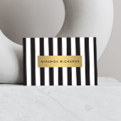 Luxe Bold Black and White Stripes met Gold Bar Klembord
